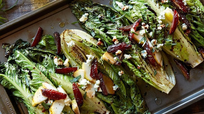 Balsamic-Glazed-Grilled-Romaine-Hearts-with-Blue-Cheese,-Medjool-Dates-&-Pears