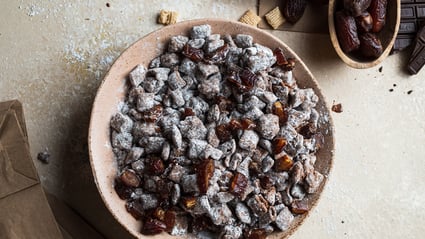 chocolate peanut butter medjool date puppy chow