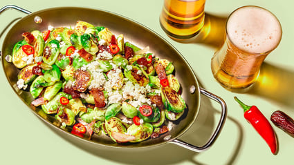 fiery savory fresh medjool date brussels sprouts bacon cotija