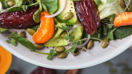 medjool date and microgreens switchback salad