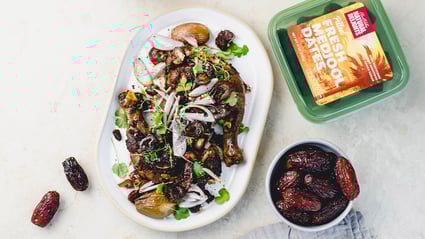 moroccan spiced chicken with shallots and medjool dates