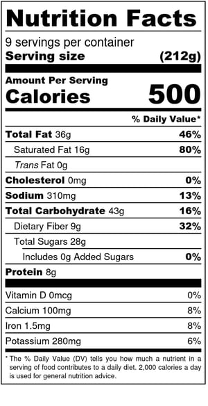 Apple Crisp with Caramel Date Drizzle - Nutrition Label