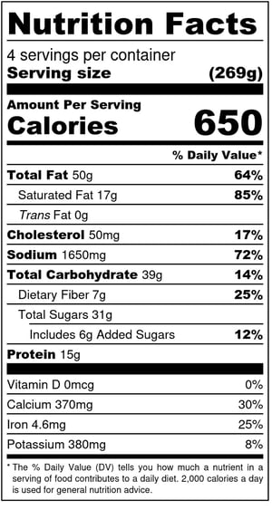 Apple- Date- _ Walnut Salad - Nutrition Label