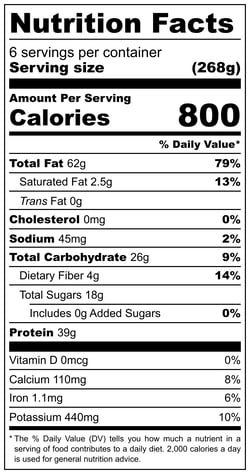 Balsamic Date Kale Salad with Fried Halloumi - Nutrition Label