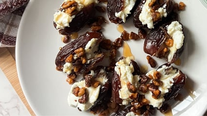 Goat Cheese Stuffed Dates with Hot Honey