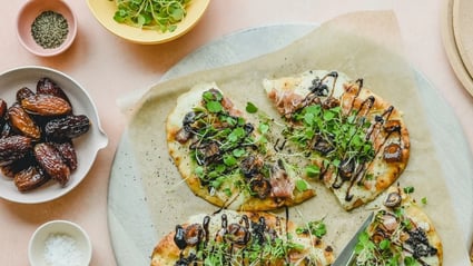 Truffle Prosciutto Naan with Dates & Balsamic Glaze