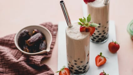 Strawberry Coconut Boba Tea