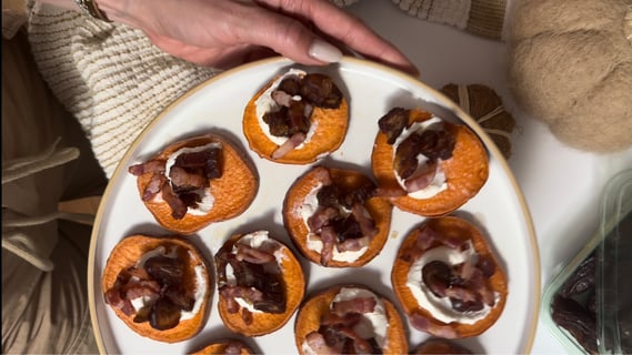Sweet Potato Goat Cheese Date Bites