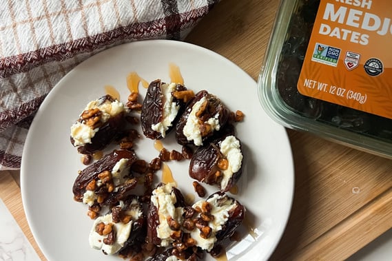 Goat Cheese Stuffed Dates with Hot Honey