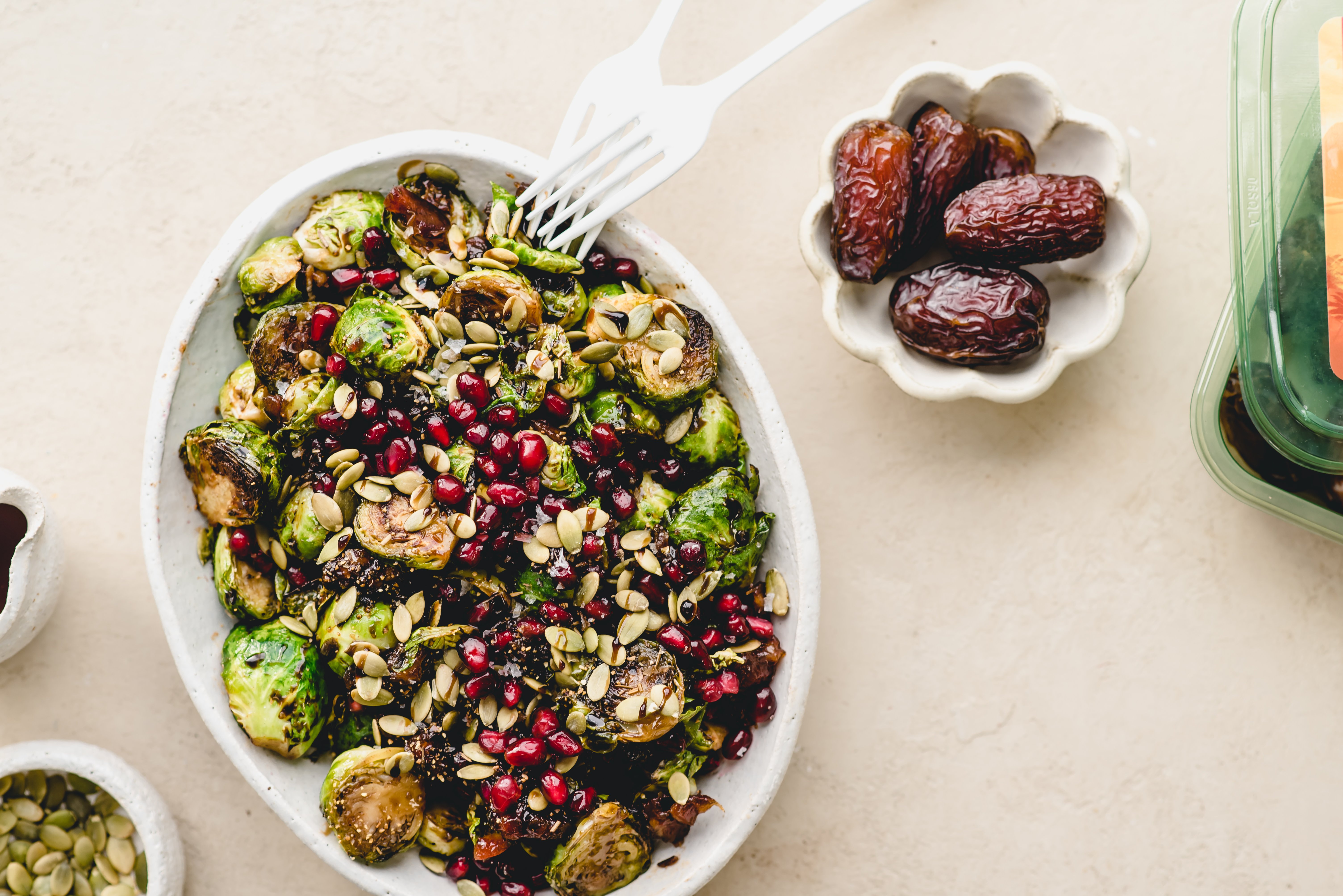 Maple and Date Balsamic Brussels Sprouts with Pomegranate Seeds (3)