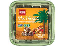 top view of Mini Medjools Sweet & Salty Almond US packaging
