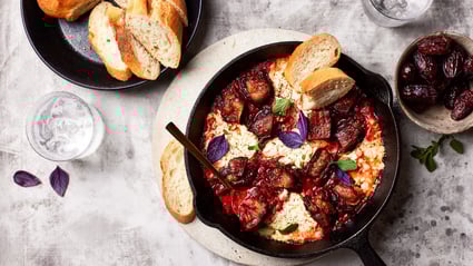 Sausage Stuffed Dates & Goat Cheese