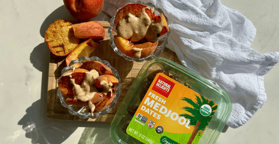 grilled peaches and date sauce