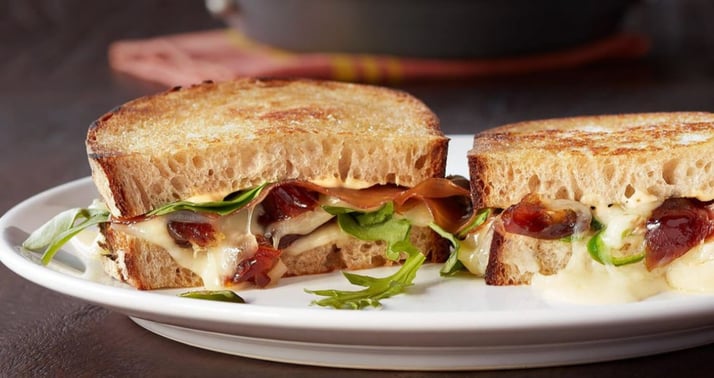 Spicy Grilled Cheese with Medjool Dates, Prosciutto, Arugula & Serrano chilies