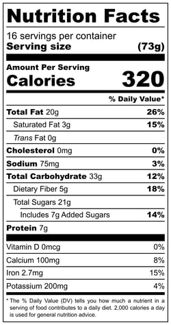 Triple Layer Pumpkin Cookie Dough Bars - Nutrition Label