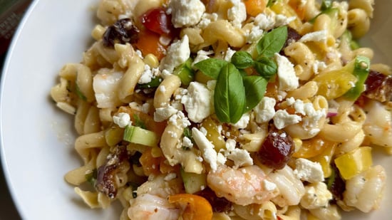 Shrimp, Date, & Summer Vegetable Pasta Salad