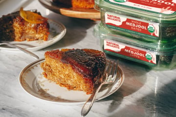 Upside Down Apple and Medjool Date Cake