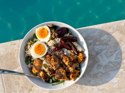Super Greens Salad with Chicken, Farro & Medjool Dates