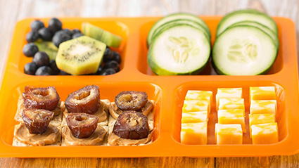 Bento Box with Peanut Butter and Date Cracker Bites