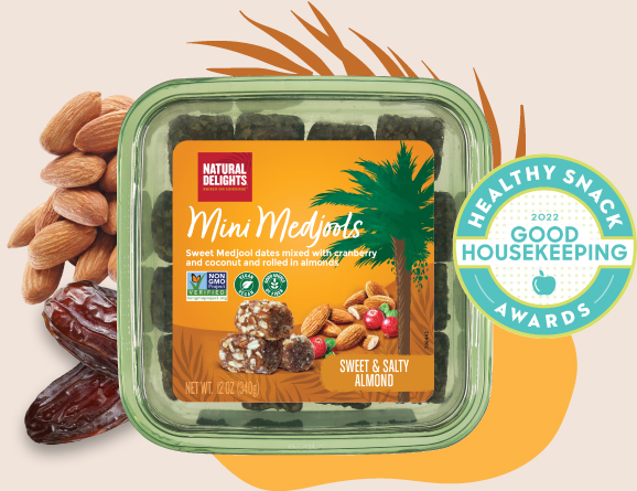 Natural Delights Sweet and Salty Almonds Mini Medjools - 2022 Healthy Snack Awards - Good Housekeeping