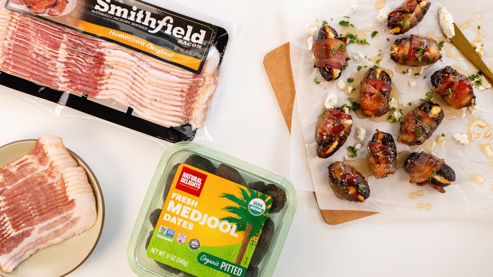 Goat Cheese Bacon Wrapped Dates