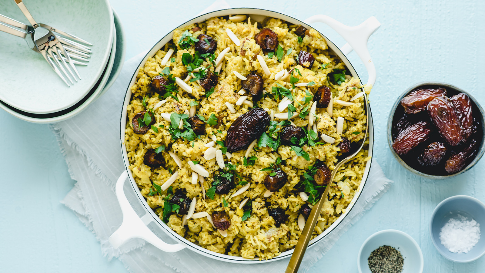 Curry, Date, and Almond Pilaf