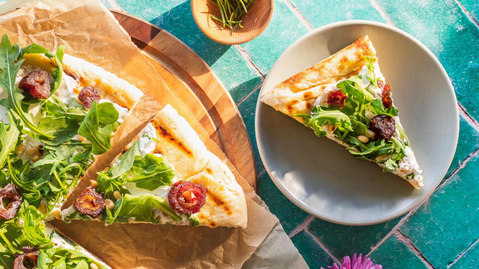 Date & Goat Cheese Grilled Flatbread