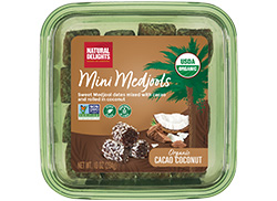 top view of Mini Medjools Cacao Coconut US packaging
