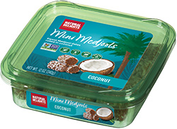 angled view of Mini Medjools Coconut US packaging