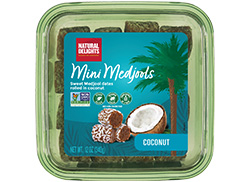 top view of Mini Medjools Coconut US packaging