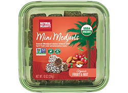 top view of Mini Medjools Fruit & Nut US packaging