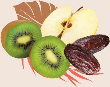 kiwi, dates, and apple